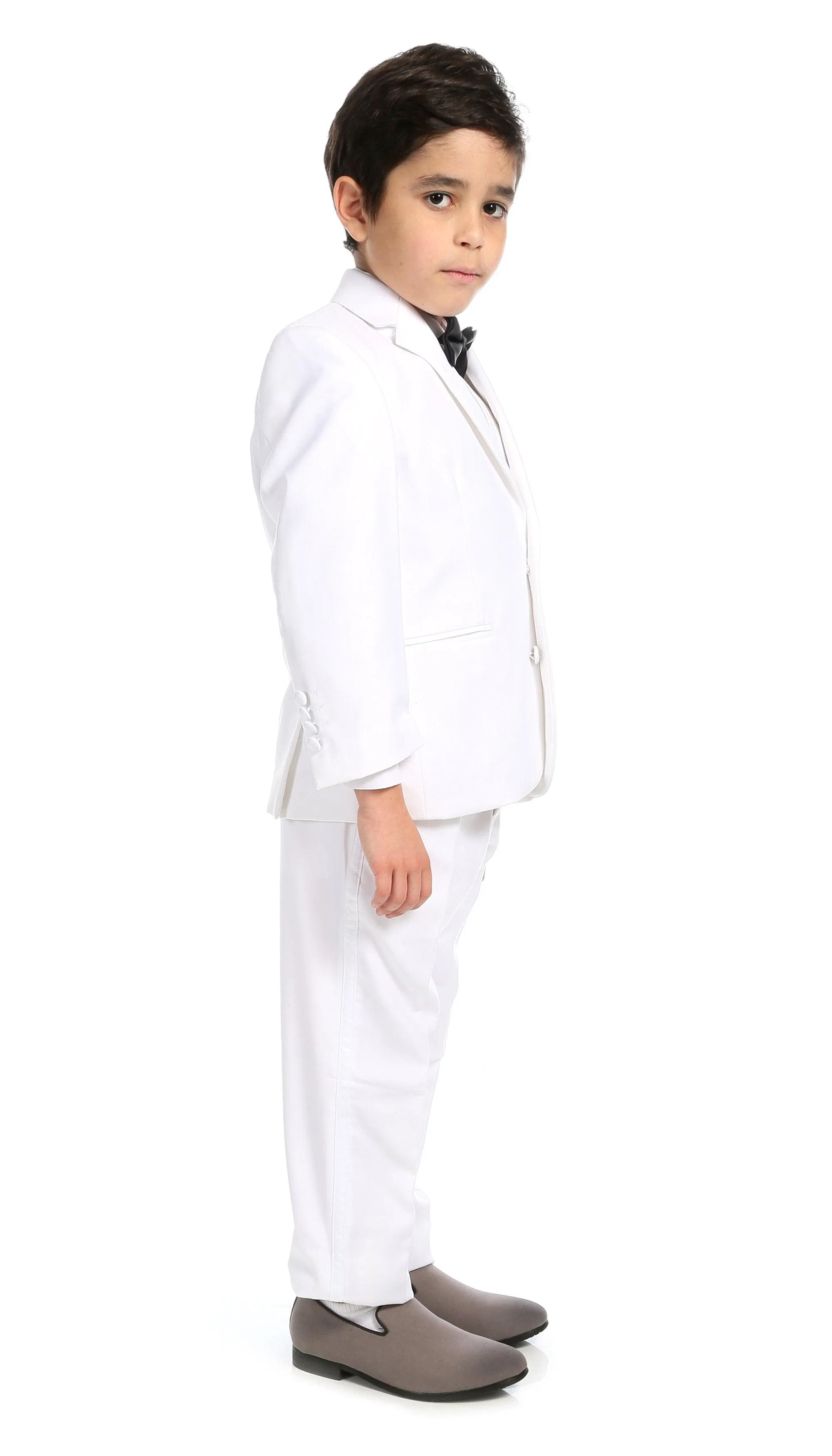 Boys KTUX Modern Fit Notch Lapel 3 Piece White Tuxedo Set