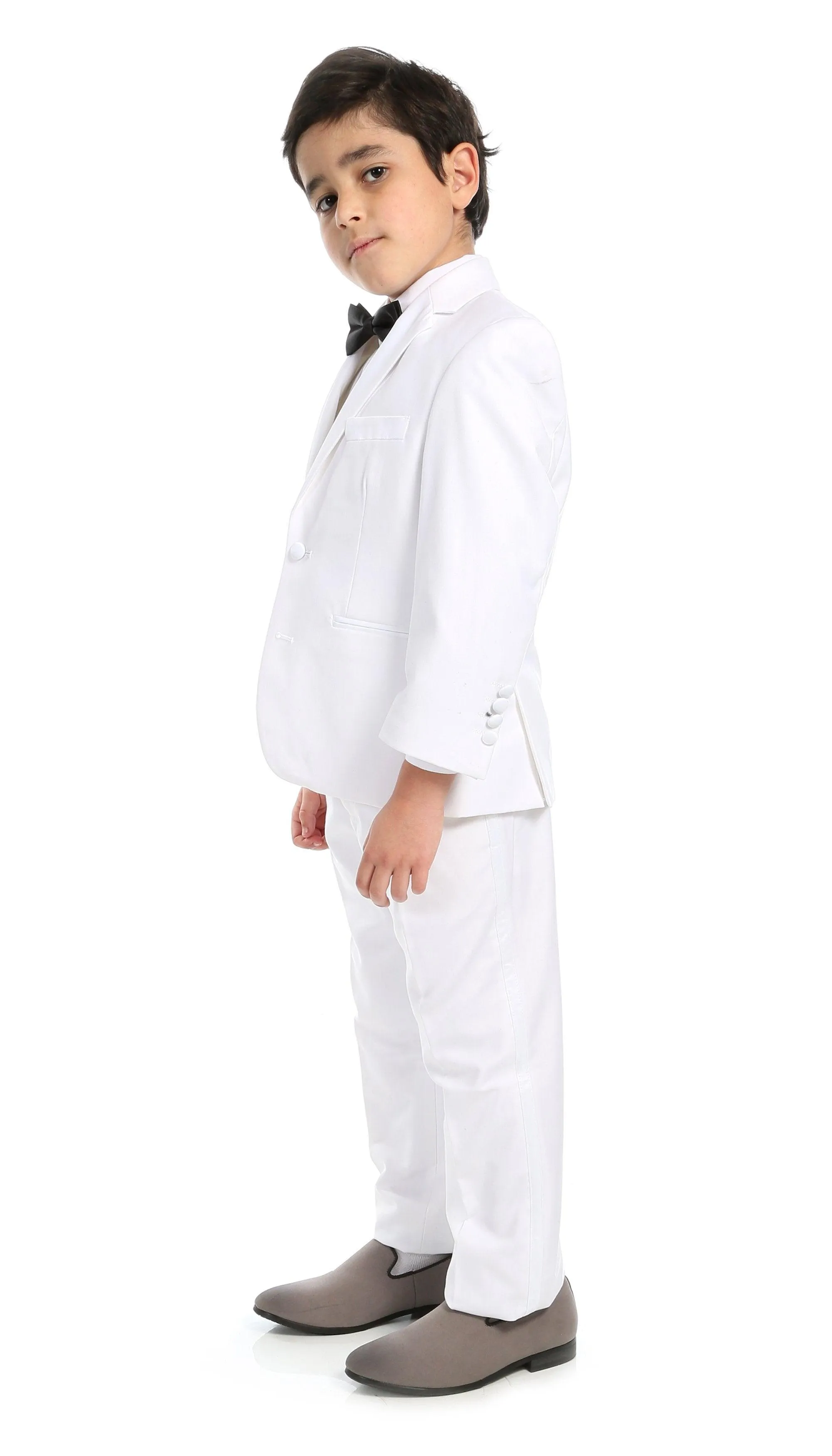 Boys KTUX Modern Fit Notch Lapel 3 Piece White Tuxedo Set