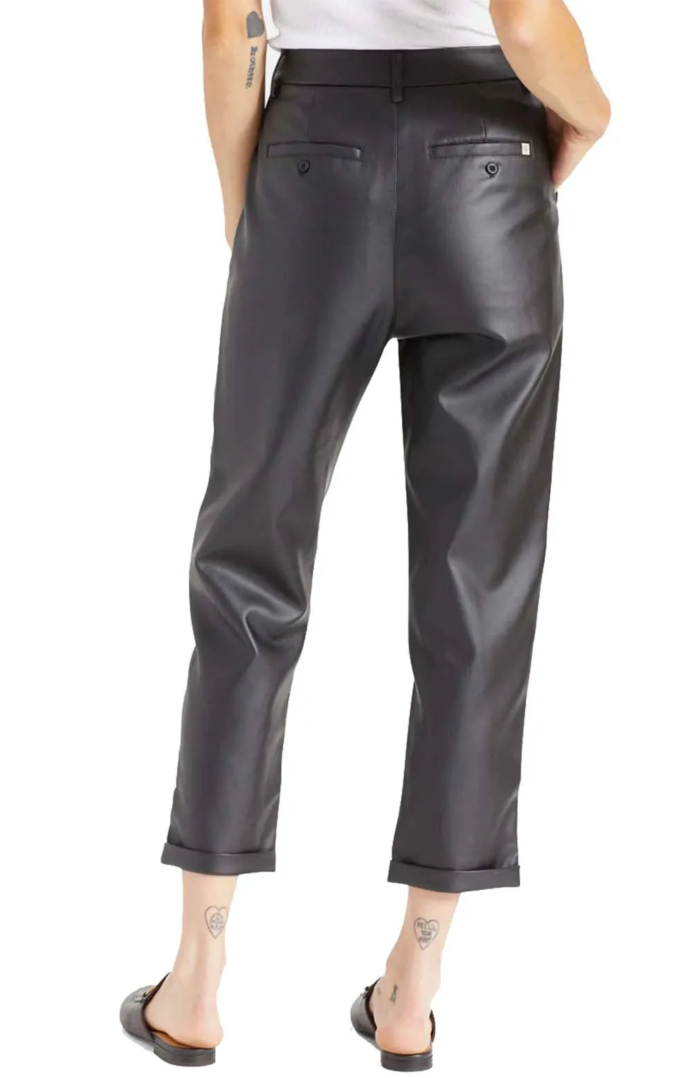 Brixton Women's Vegan Leather High-Waisted Trouser Pant - Black