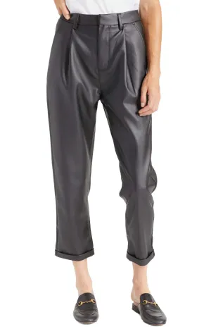 Brixton Women's Vegan Leather High-Waisted Trouser Pant - Black