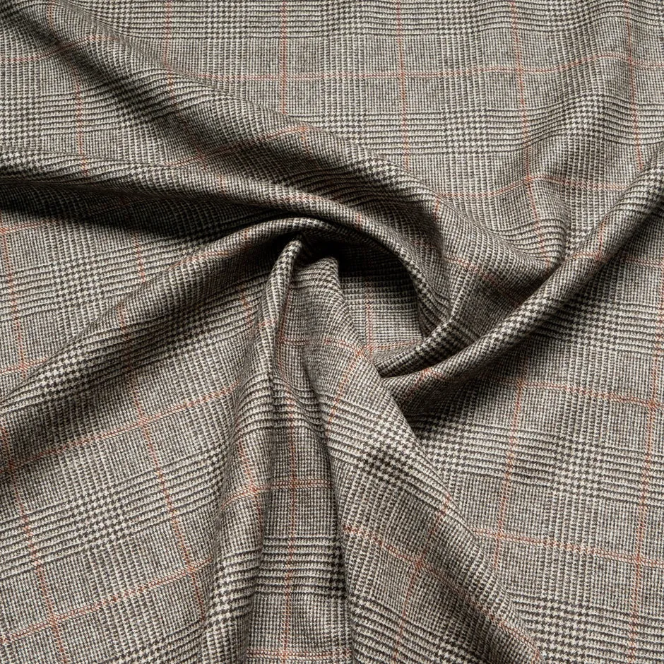 Brown Checkered Wool & Cashmere Suiting