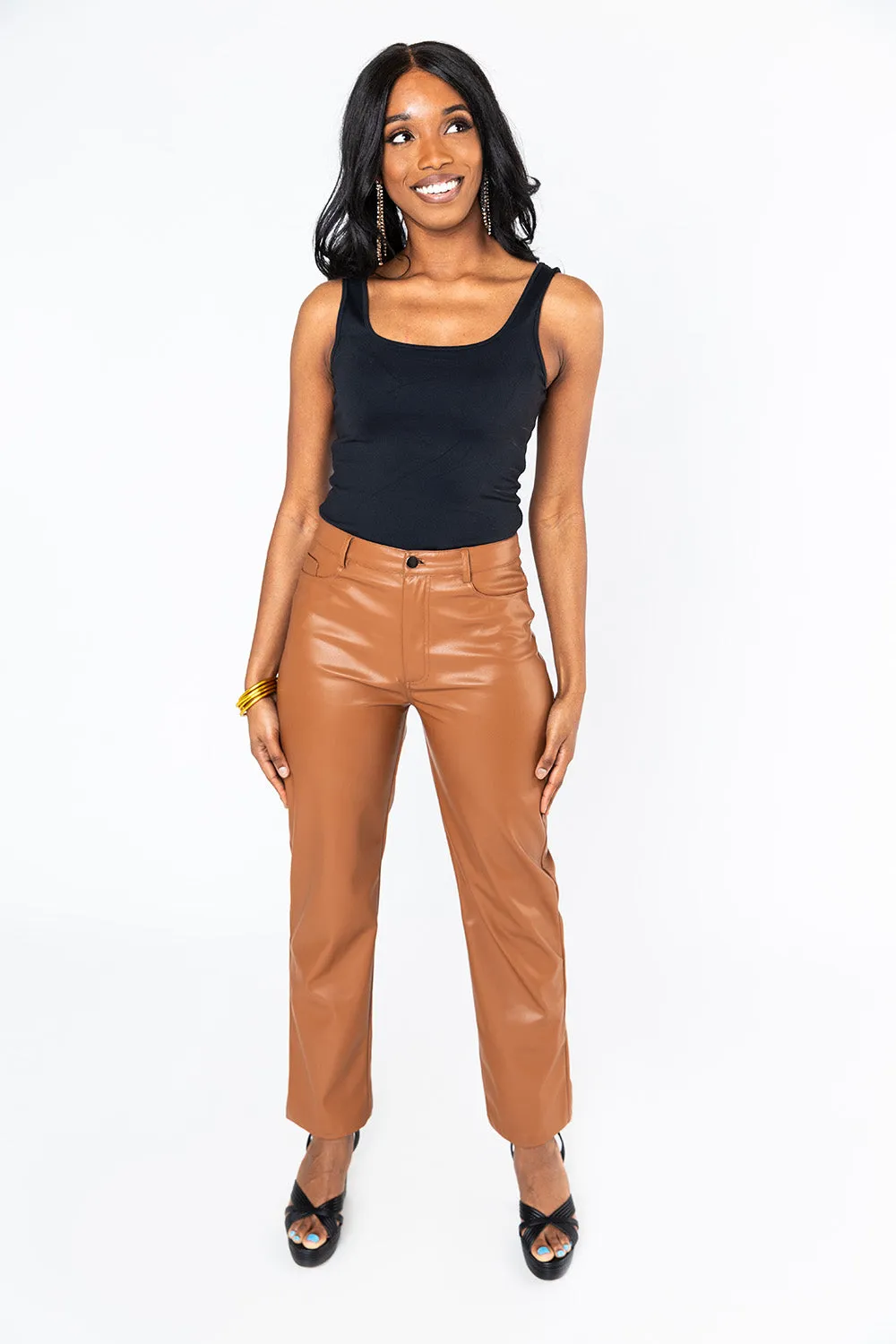 BuddyLove: Gomez Vegan Leather Pants in Camel