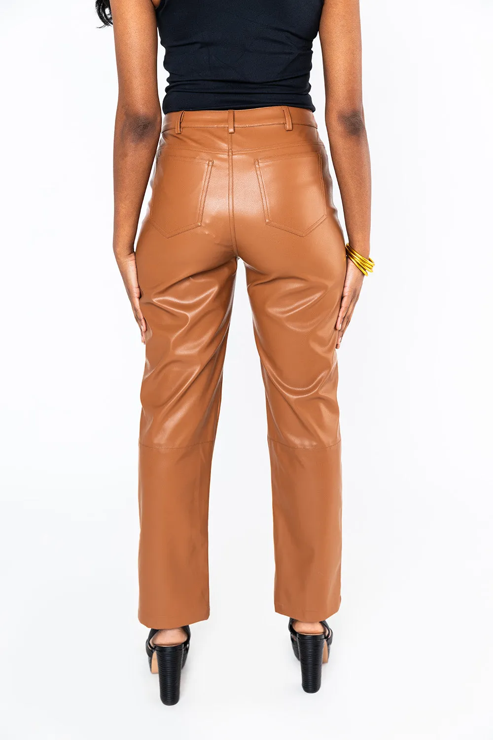 BuddyLove: Gomez Vegan Leather Pants in Camel