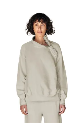 Button Neck Sweatshirt, Clay