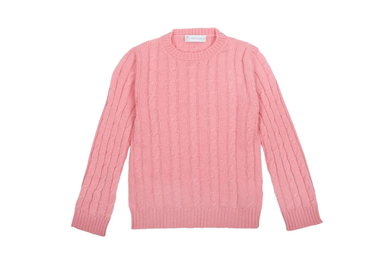 Cable Knit Jumper - Bright Pink