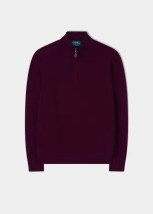 Cairns Geelong Wool 1/4 Zip Jumper in Damson - Regular Fit