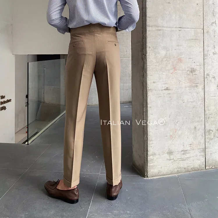 Camel Signature Buttoned Formal Gurkha Pants by ITALIAN VEGA®