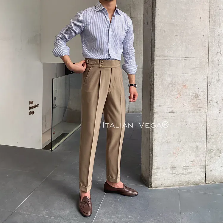 Camel Signature Buttoned Formal Gurkha Pants by ITALIAN VEGA®