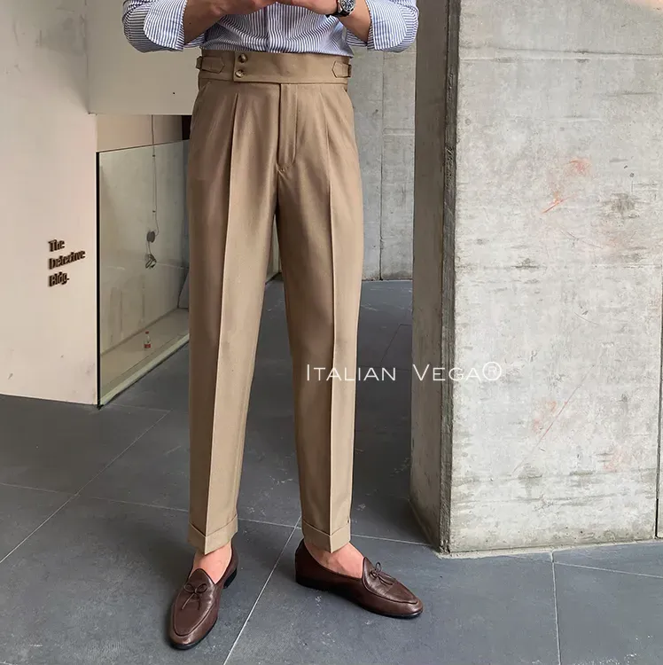 Camel Signature Buttoned Formal Gurkha Pants by ITALIAN VEGA®