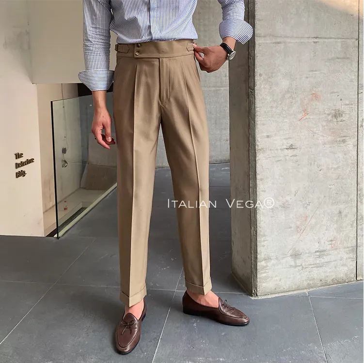 Camel Signature Buttoned Formal Gurkha Pants by ITALIAN VEGA®