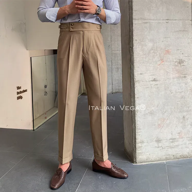 Camel Signature Buttoned Formal Gurkha Pants by ITALIAN VEGA®