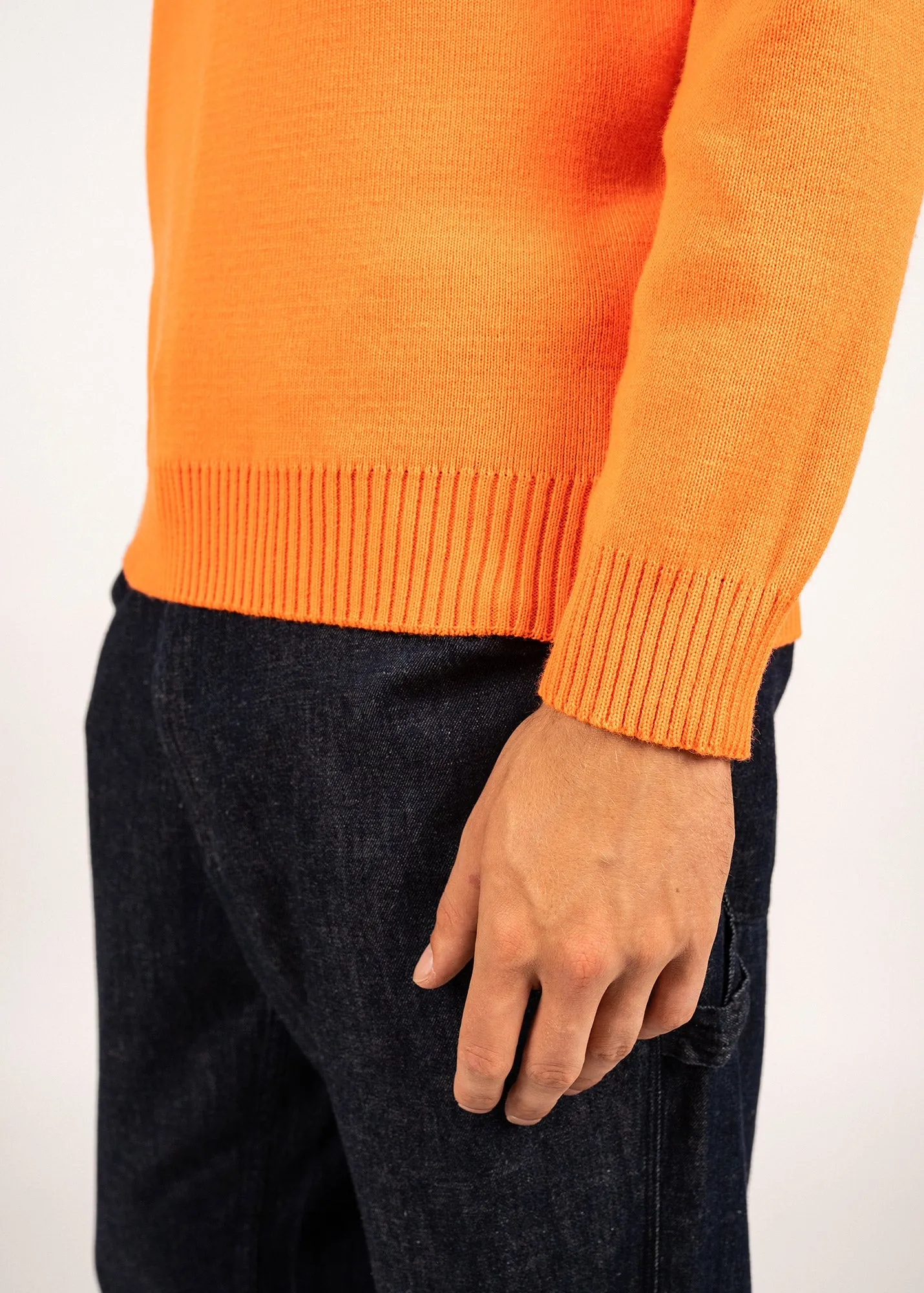 Cancale sailor jumper - regular fit, in pure new wool (ORANGE FLUO)