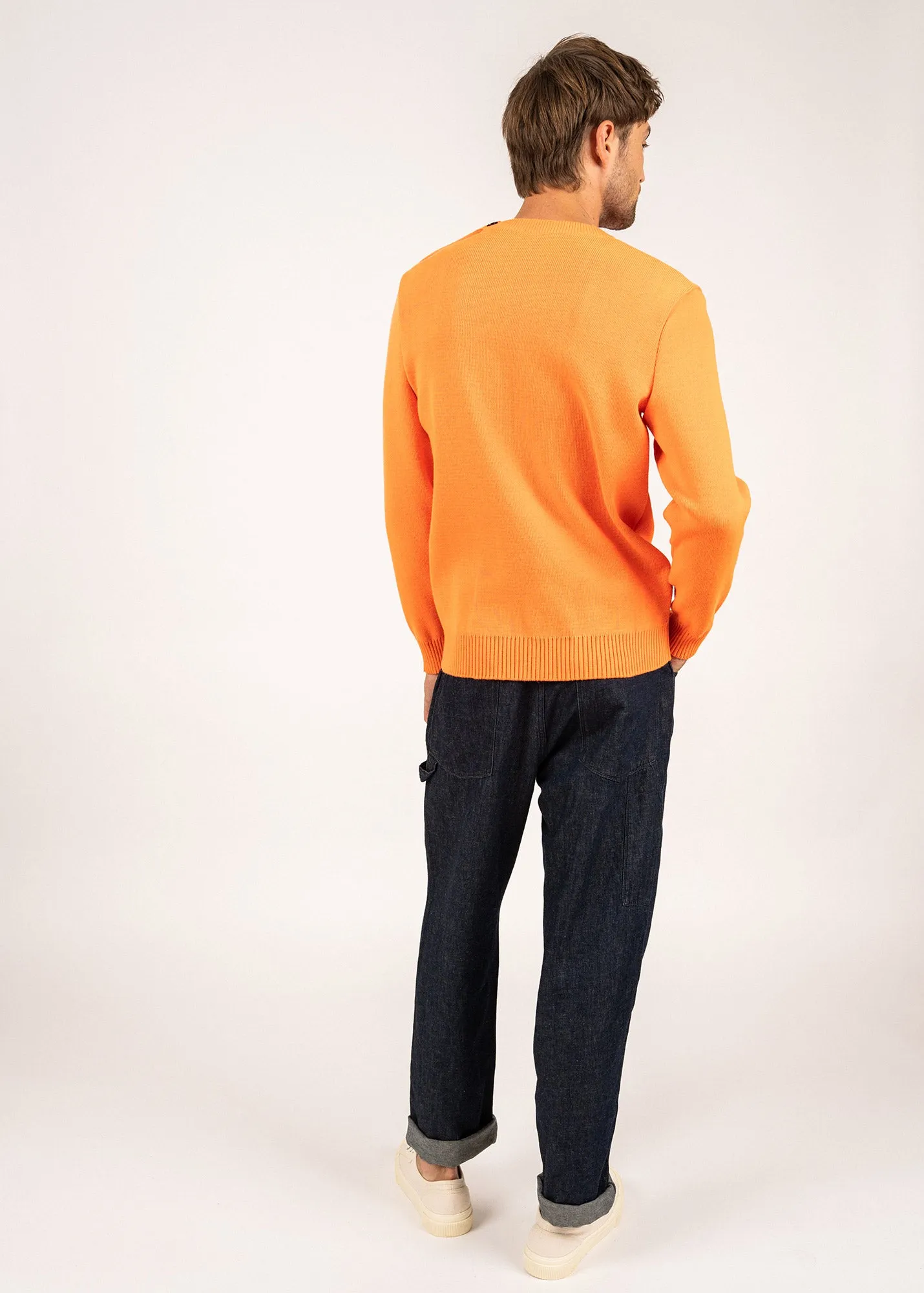 Cancale sailor jumper - regular fit, in pure new wool (ORANGE FLUO)