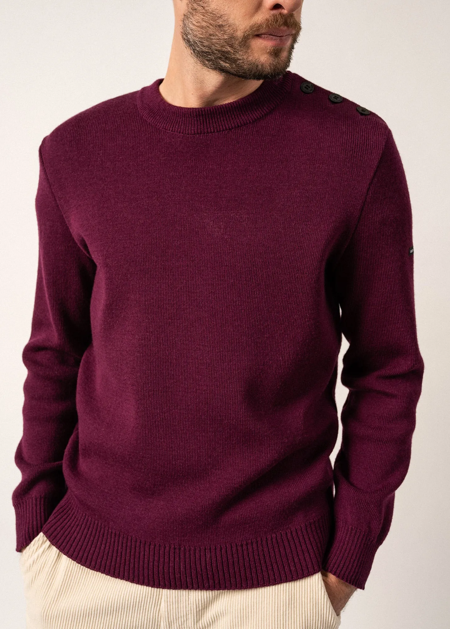 Cancale sailor jumper - regular fit, in pure new wool (PRUNE)