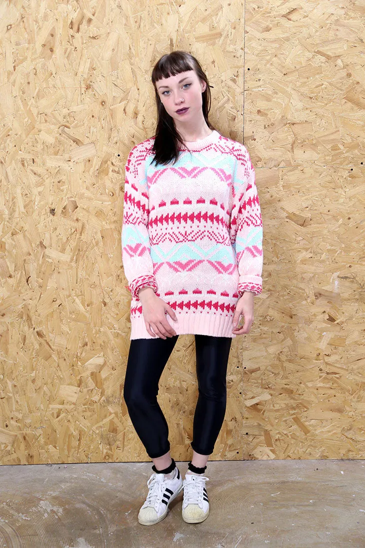 Candy Pink Abstract Jumper