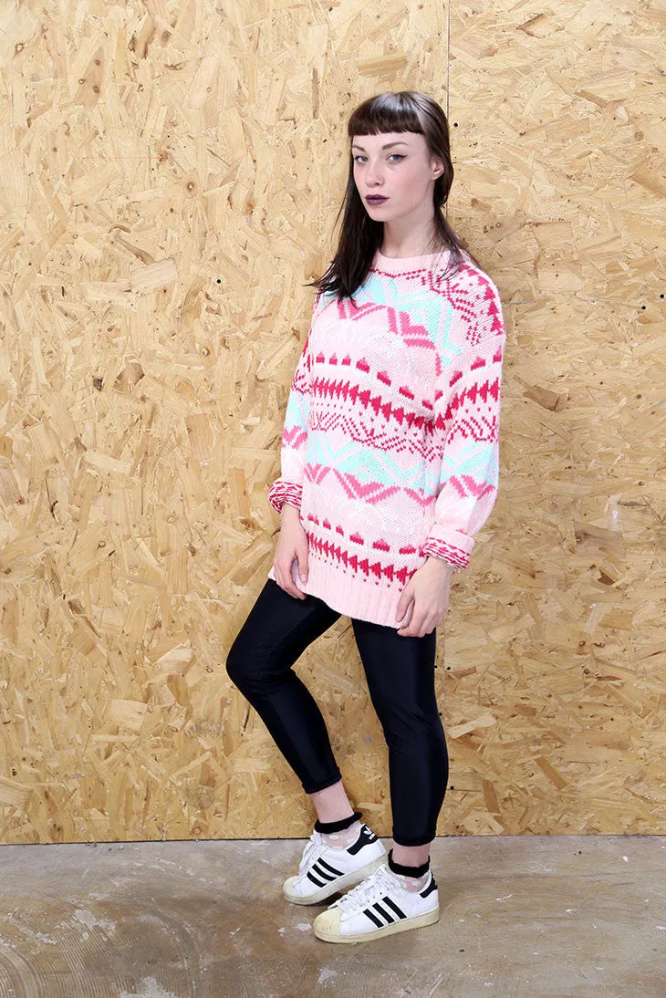 Candy Pink Abstract Jumper