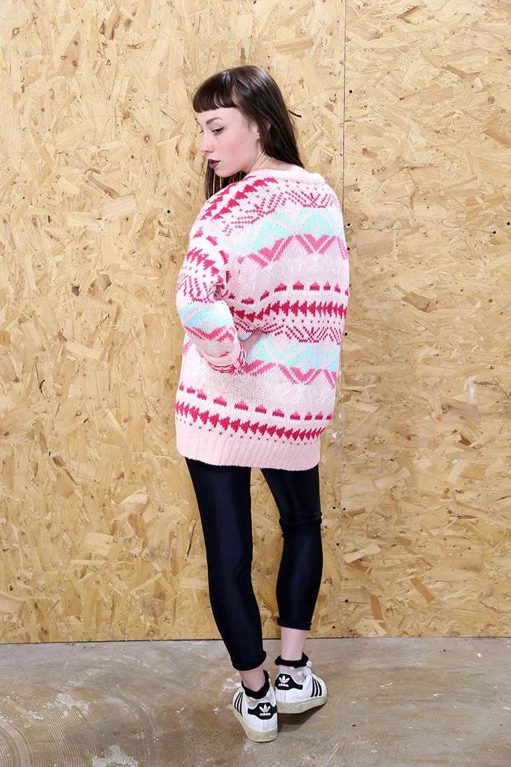 Candy Pink Abstract Jumper