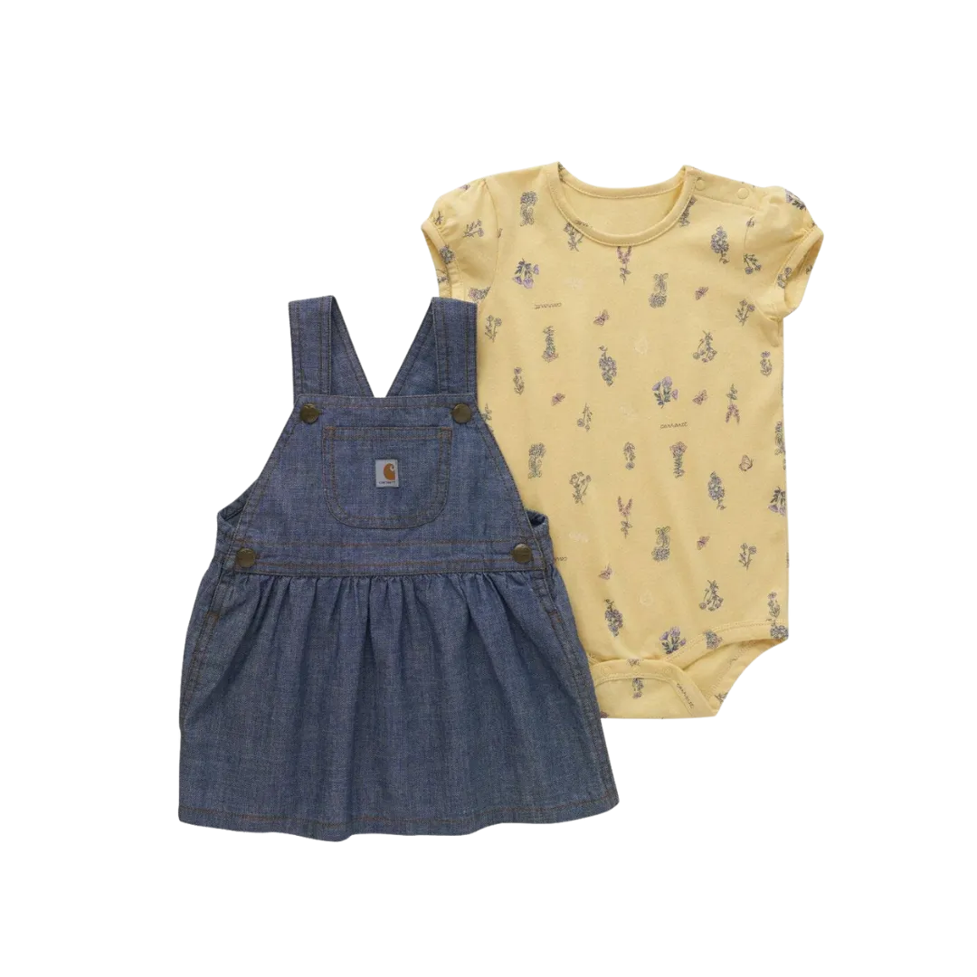 Carhartt Kid's Short Sleeve Print Infant Denim Jumper Set And Bodysuit