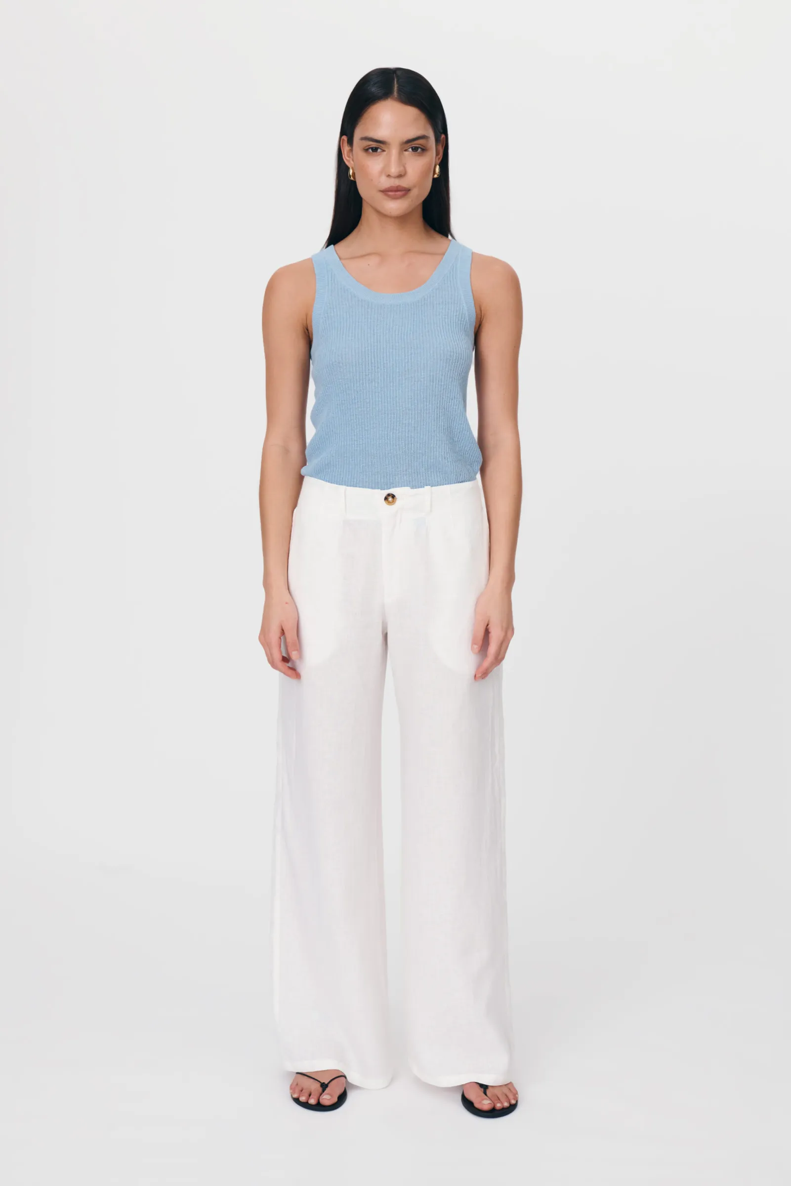 Carlotta Linen Wide Leg Pants - Bone