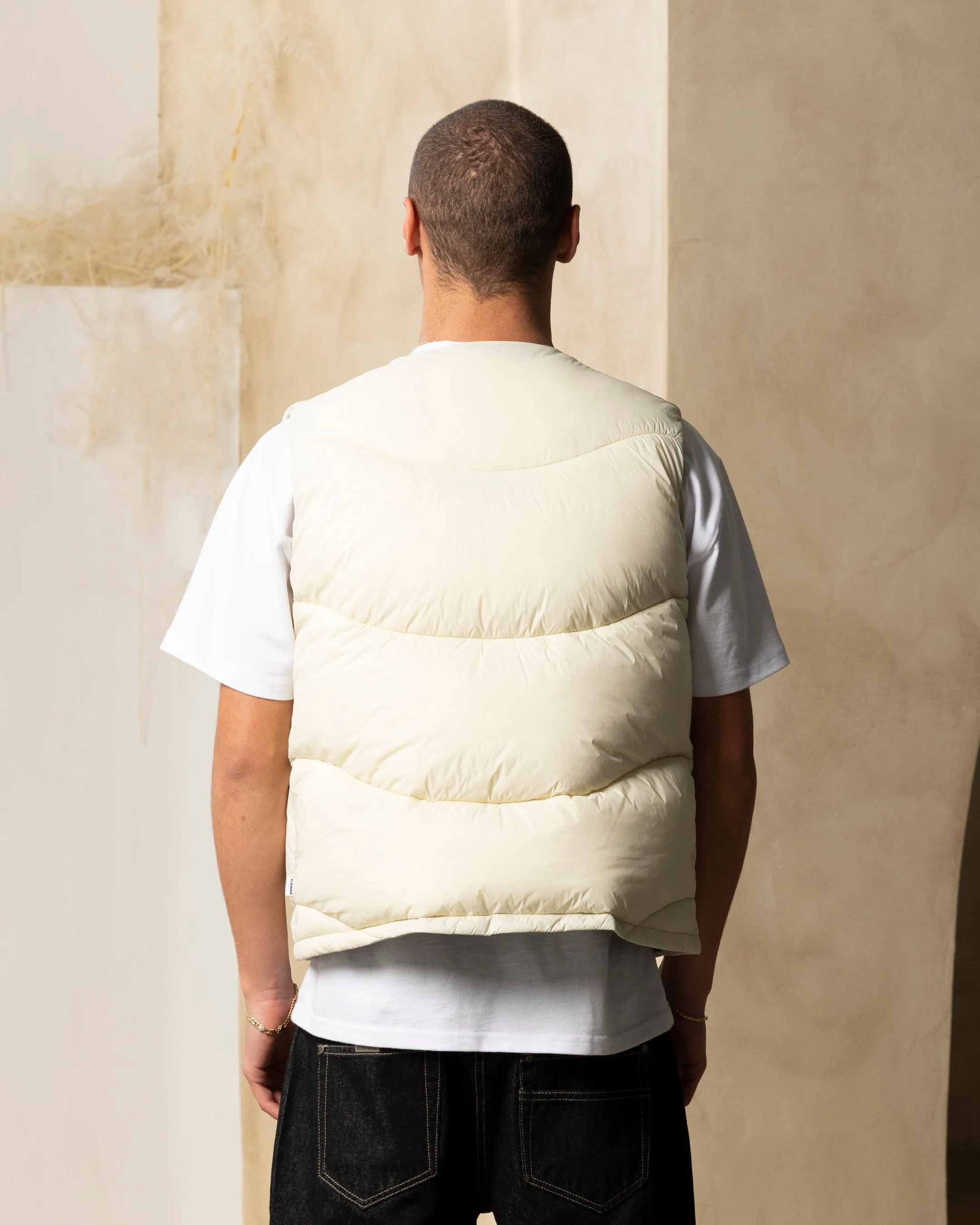 Carre Wave Puffer Vest Light Stone