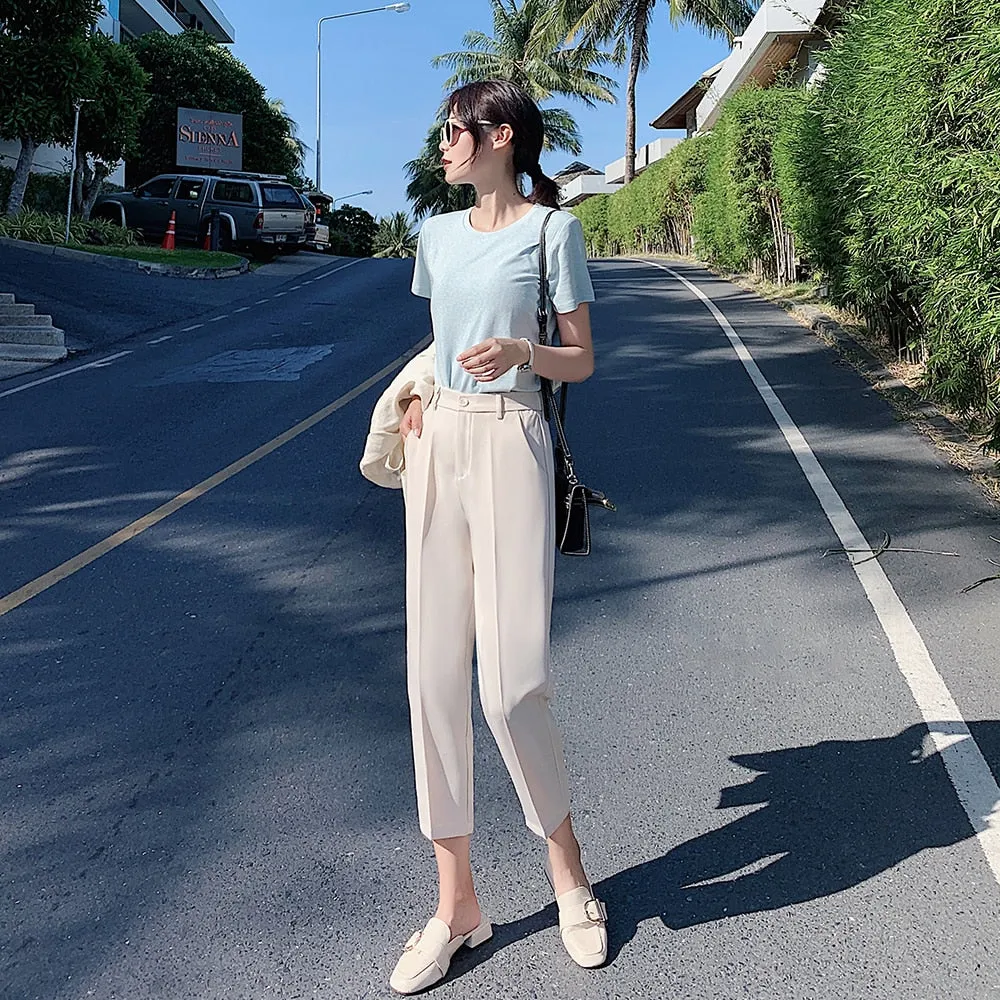 Casual High Waist Pegged Pants for Women