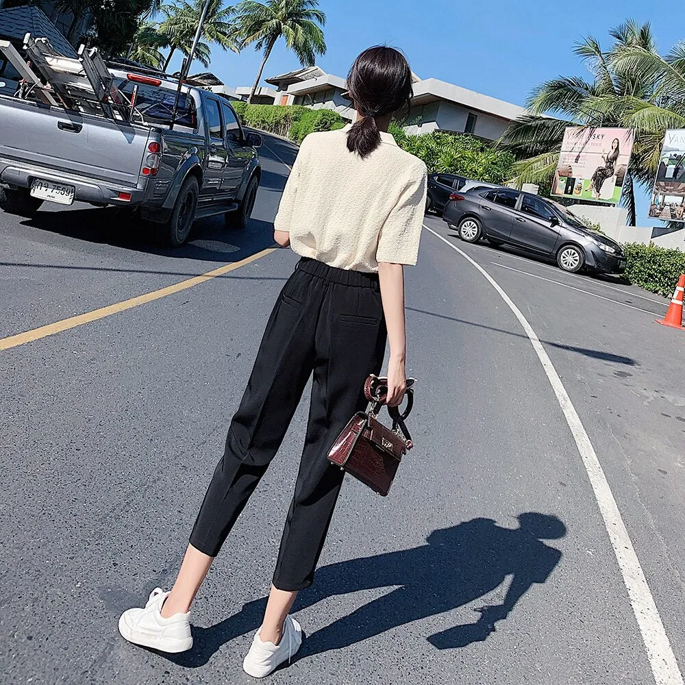 Casual High Waist Pegged Pants for Women