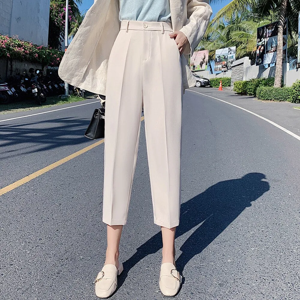 Casual High Waist Pegged Pants for Women