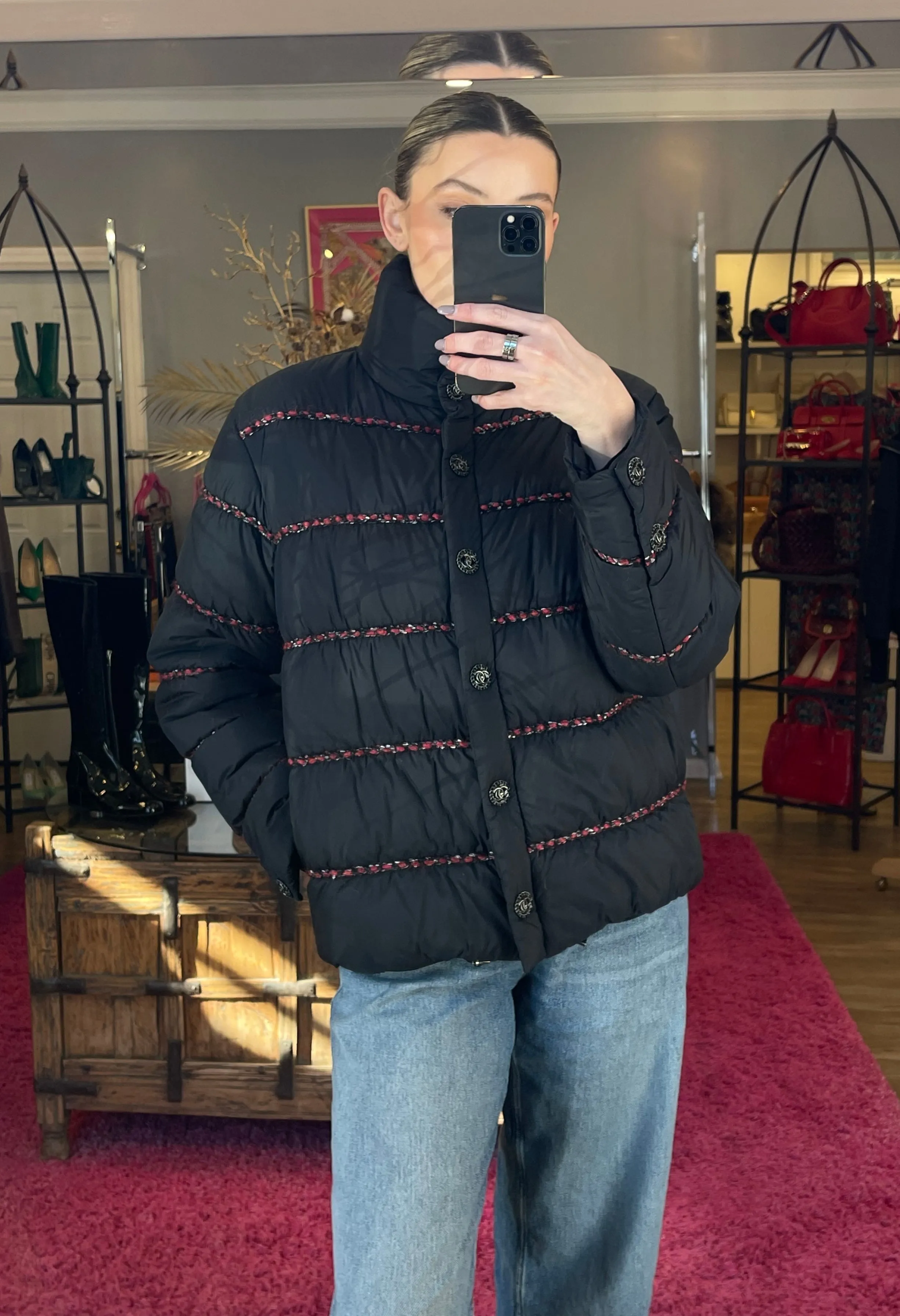 CHANEL 2018 Quilted Puffer Jacket Size S