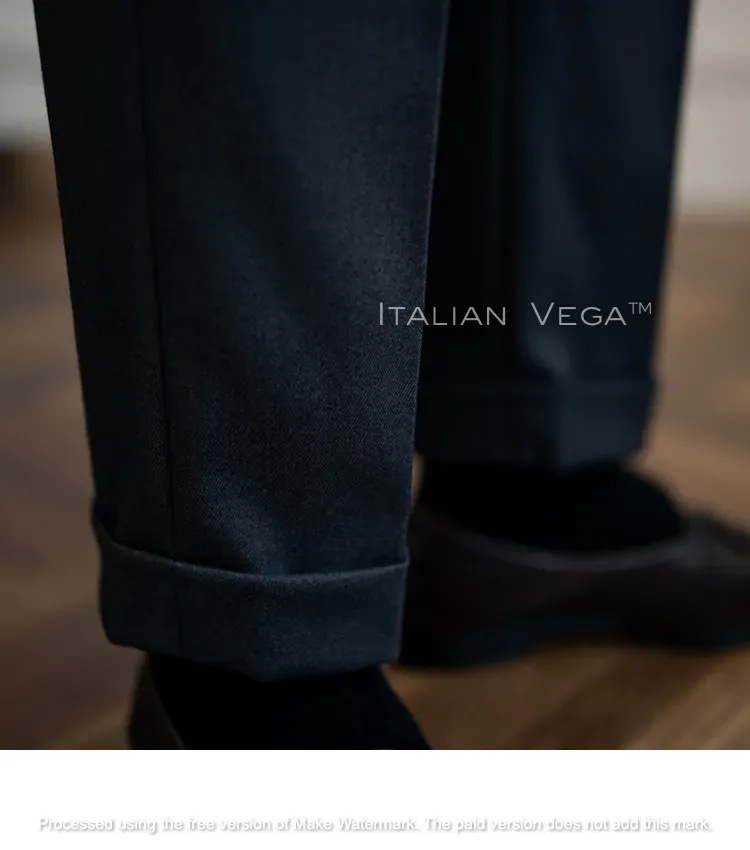 Charcoal Black Classic Buckle Formal Gurkha Pants by ITALIAN VEGA®