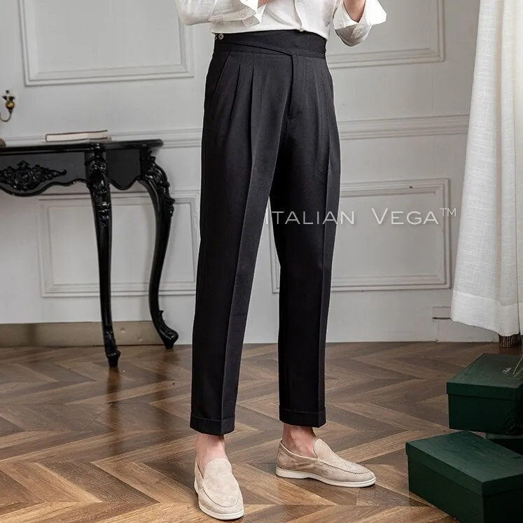 Charcoal Black Classic Buttoned Formal Gurkha Pants by ITALIAN VEGA®