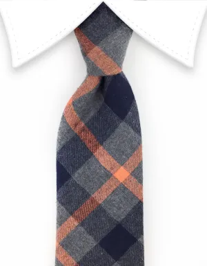 Charcoal Gray, Orange & Black Cotton Tie