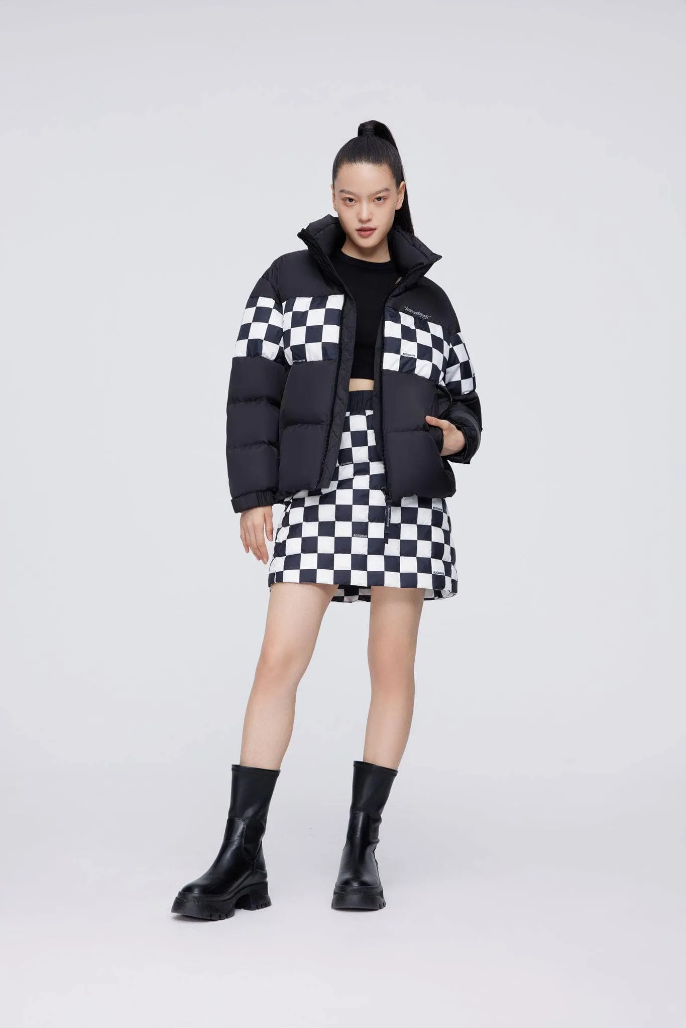 Checkerboard Short Down Puffer