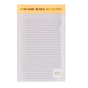 CHEZ GAGNE - Notepad - Work Hard, Be Nice, Swear Often