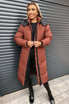 Chocolate 2 in 1 Puffer Coat With Detachable Sleeves