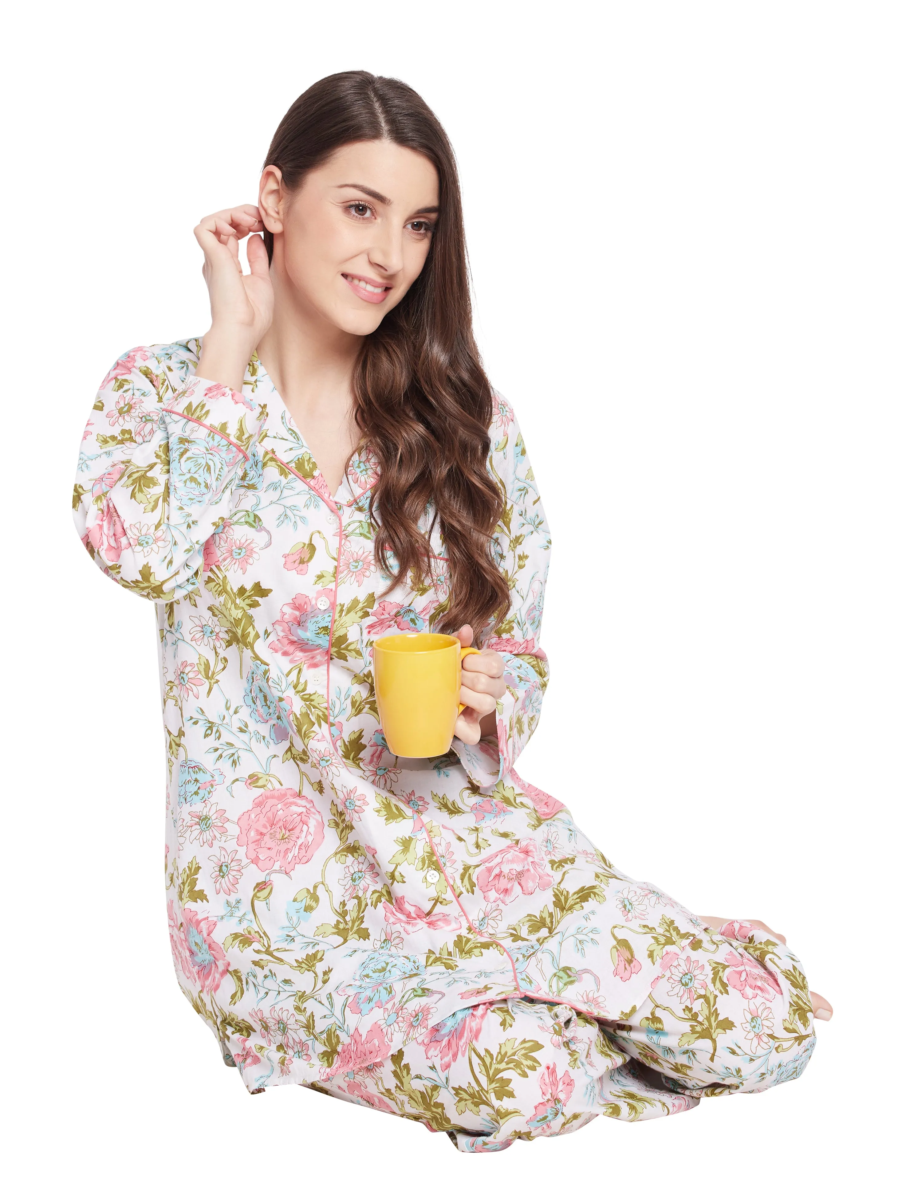 Clare Woven Lounge Pajama Set Night Shirt