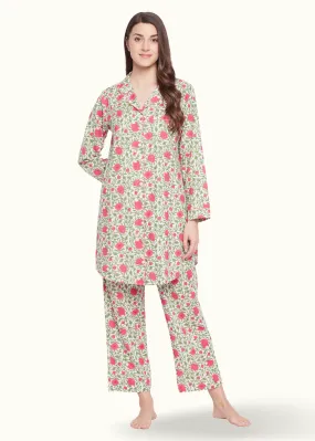 Clare Woven Lounge Pajama Set Night Shirt