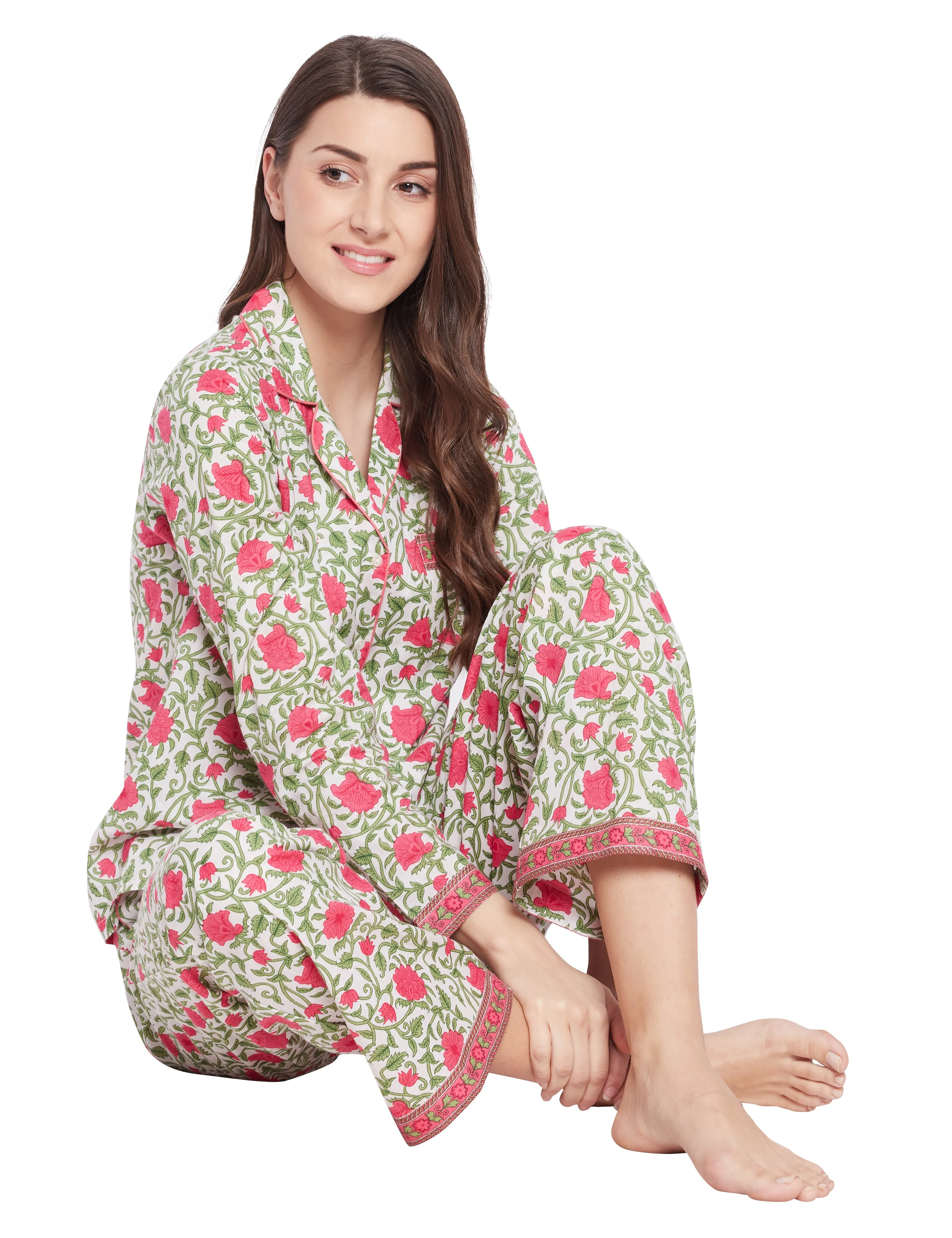 Clare Woven Lounge Pajama Set Night Shirt