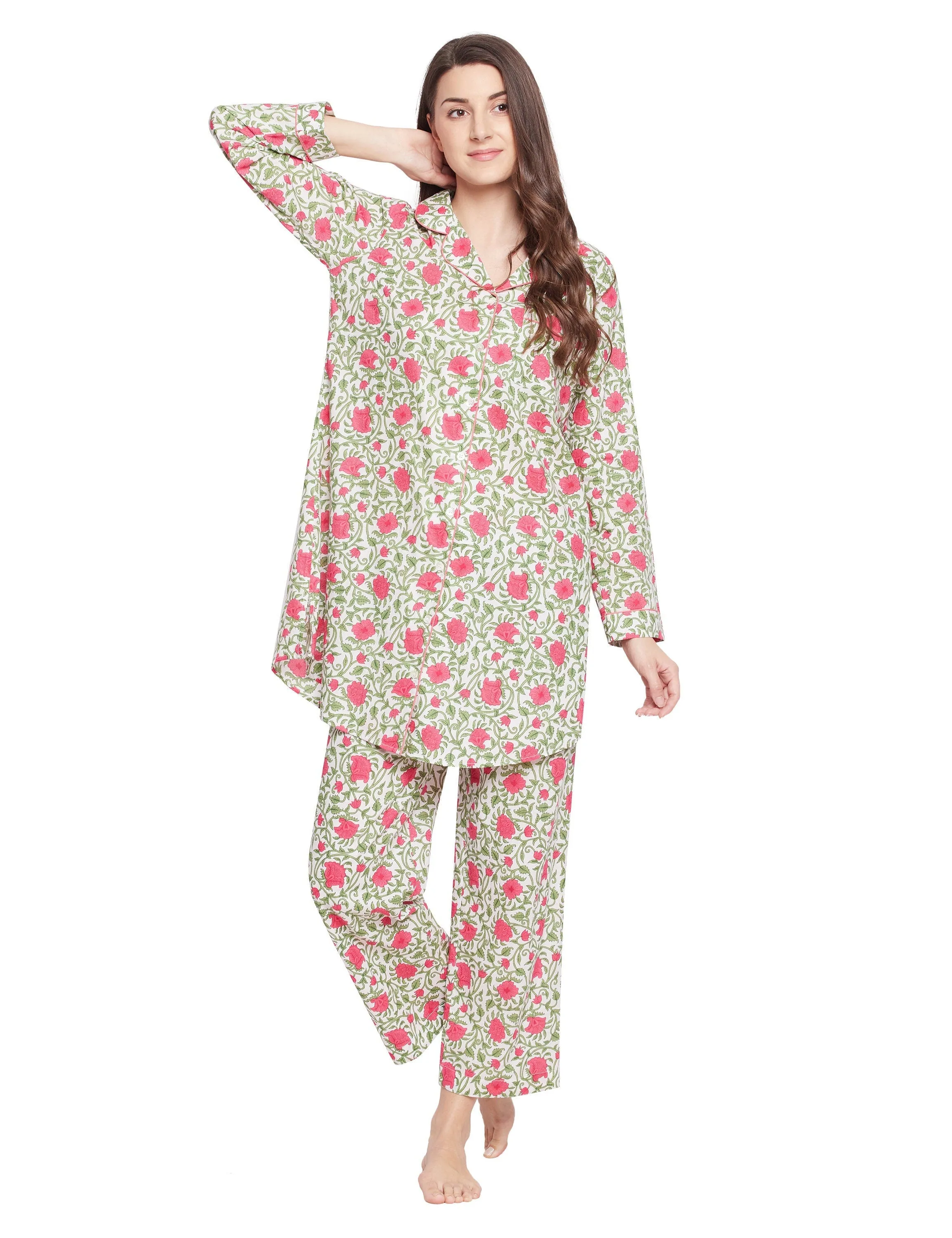 Clare Woven Lounge Pajama Set Night Shirt