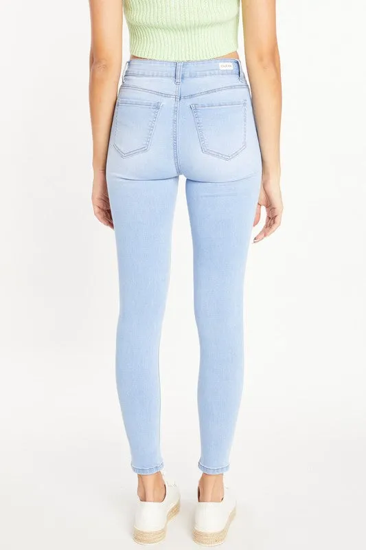 Classic High Rise Denim Skinny Jeans - Light Blue