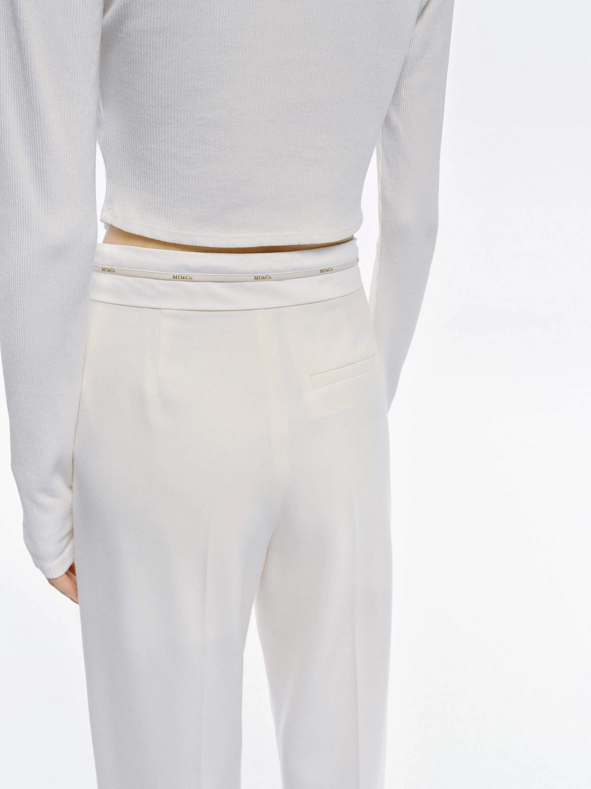 Contrast Waist Straight Pants