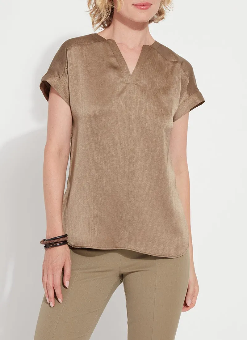 Coraline V-Neck Blouse in Olive Leaf