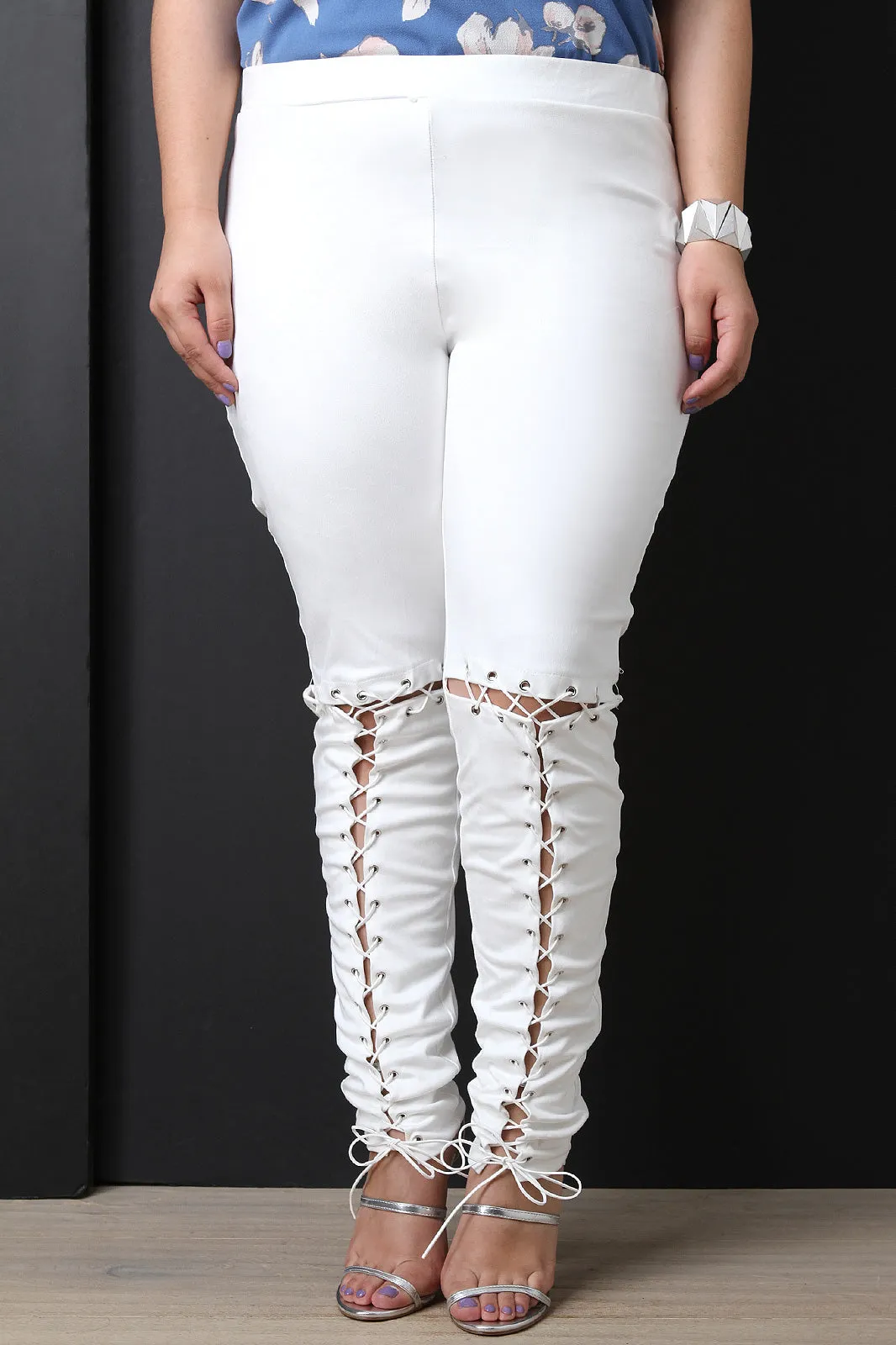 Corset T-Lace Up Vegan Suede Pants