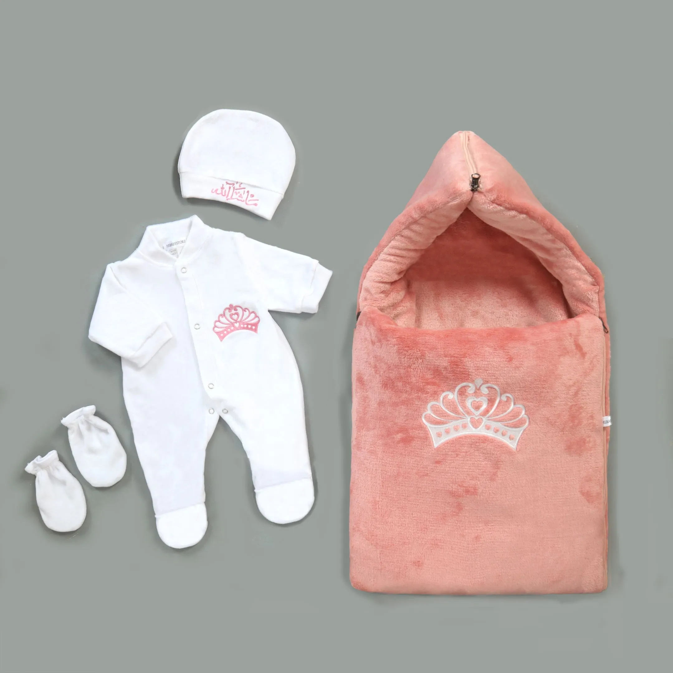 Crown Embroidered Fleece Baby Bundle