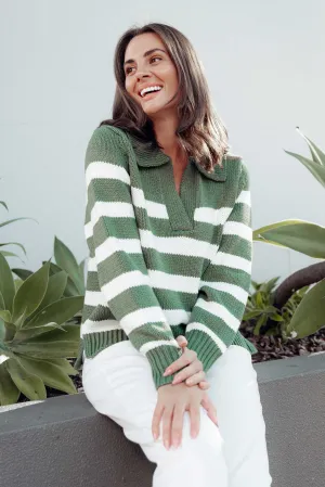 Cutler Khaki Stripe Knit Jumper