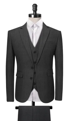 Dark Grey Prince Of Wales 3-Piece Suit