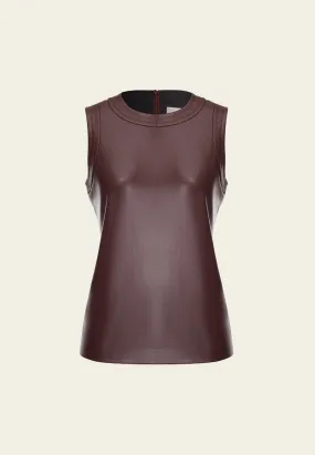 Dark Red Vegan Leather Sleeveless Top