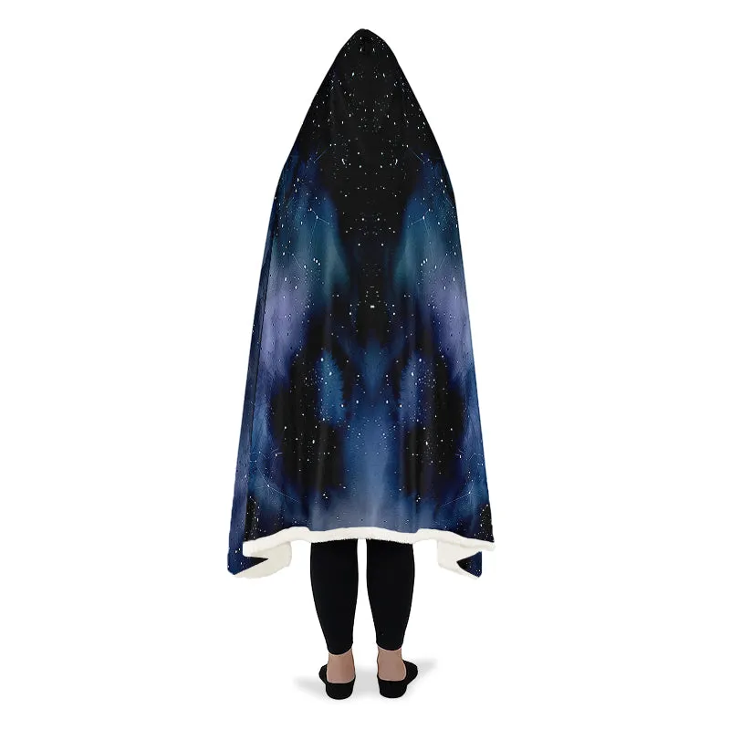 Deep Blue Hooded Blanket - Cozy and Warm Wrap-around Blanket with Vegan Fur Lining and Hood