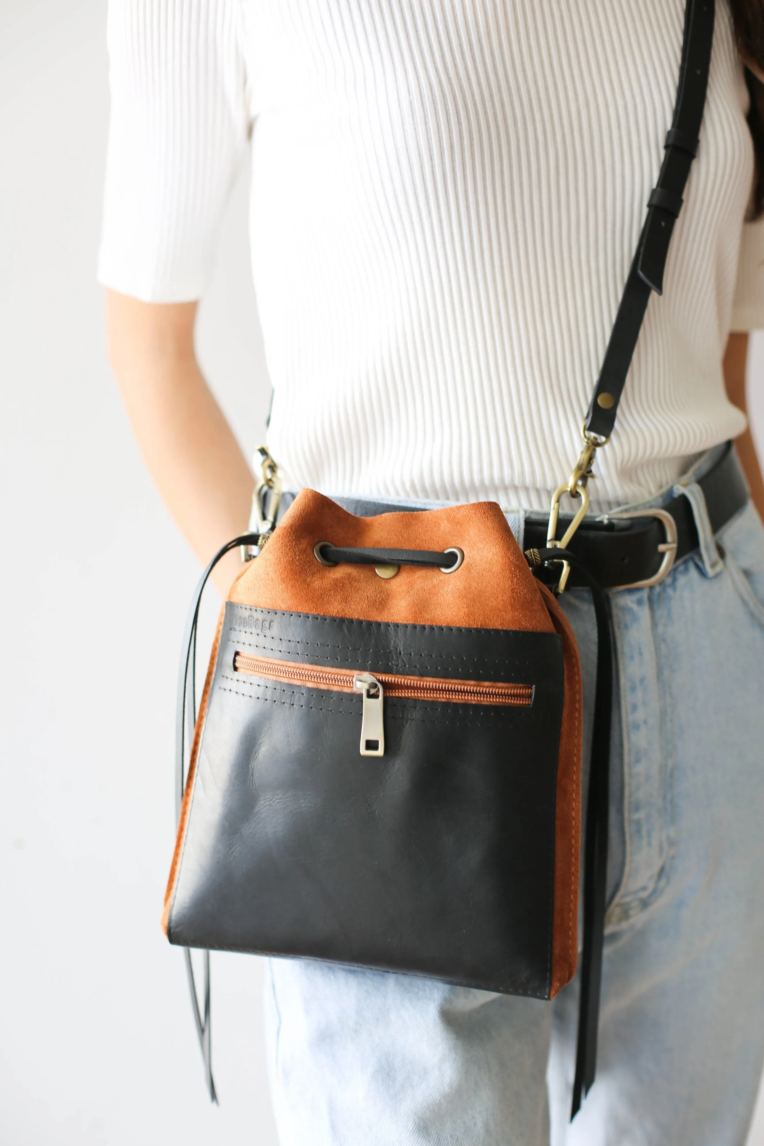 Designer Mini Bag - Leather Crossbody Bag Brown (dual color)