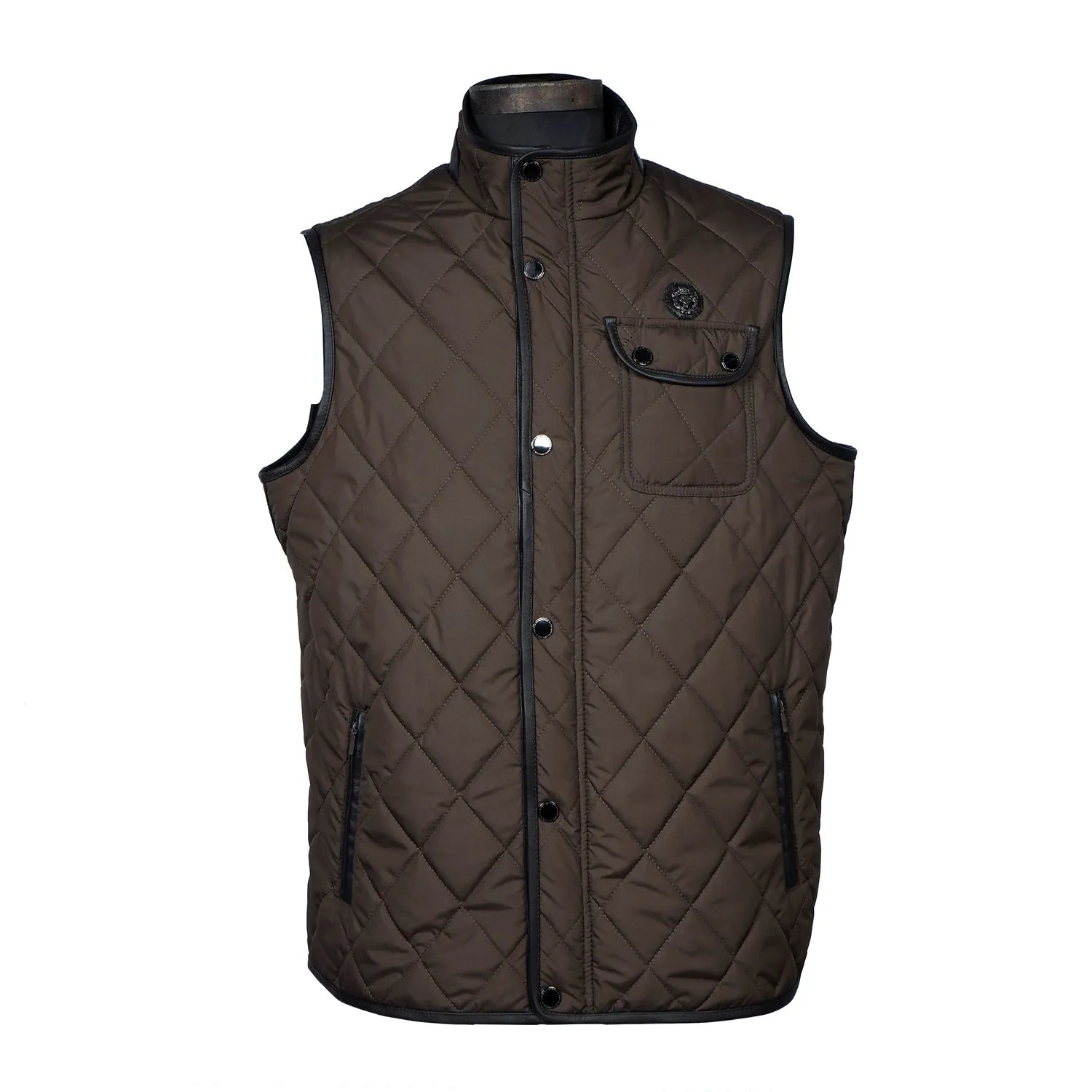 Diamond Stitched Puffer Vest in Dark Brown Color