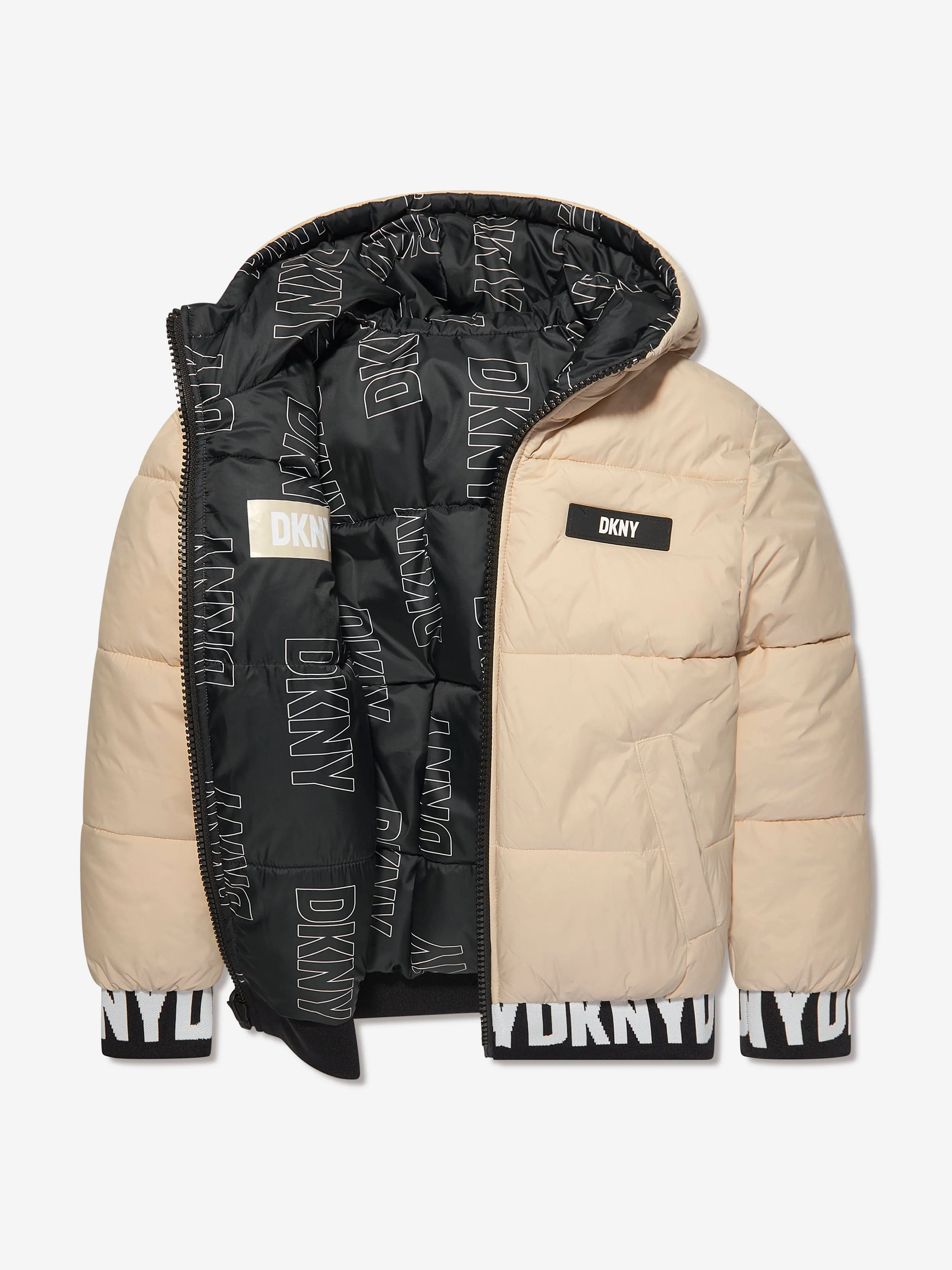 DKNY Kids Reversible Puffer Jacket in Black